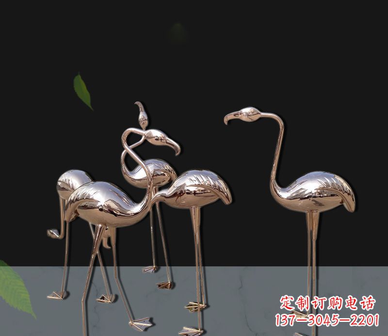 甘肃玫瑰金不锈钢火烈鸟雕塑