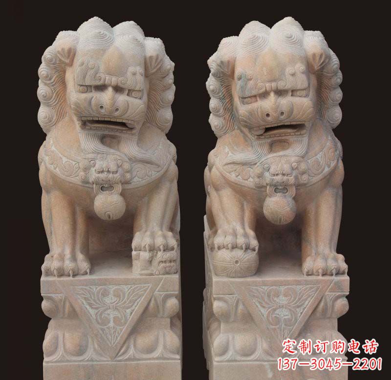 甘肃门口传统石狮子雕塑