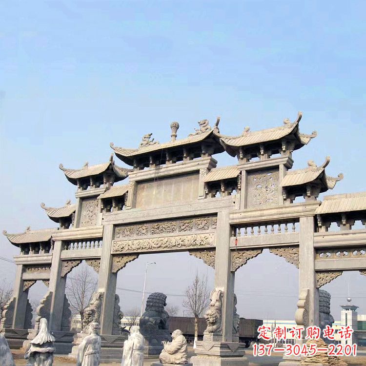 甘肃精美牌坊石雕造型精致大气