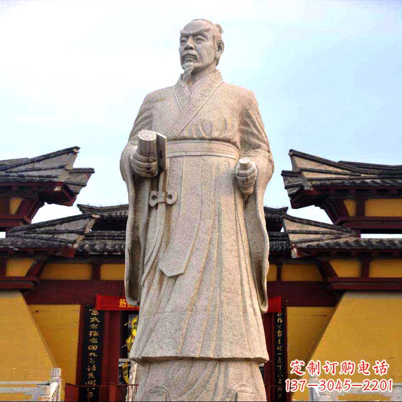 甘肃传承中华传统文化,传神孟子砂岩石雕塑