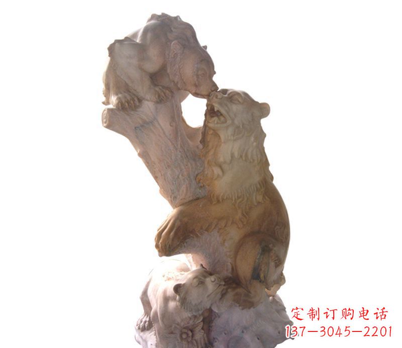 甘肃母子狗熊石雕公园动物雕塑