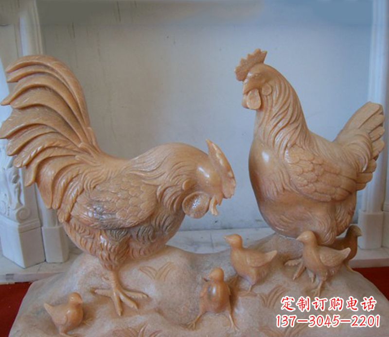 甘肃母子鸡动物石雕