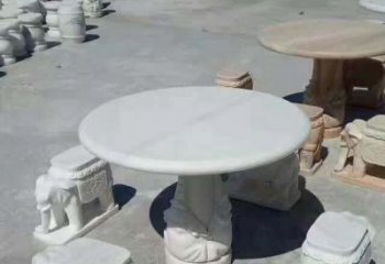 甘肃百变汉白玉圆形石桌凳，让家居更具格调