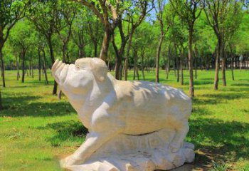 甘肃传统十二生肖精美手工猪石雕动物雕塑