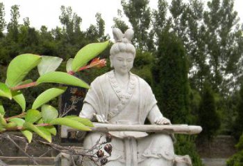 甘肃汉末才女蔡文姬弹琴石雕塑-景区园林历史名人雕像