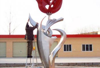 甘肃户外大型不锈钢雕塑玫瑰花