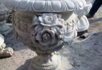 甘肃花朵浮雕欧式花钵石雕