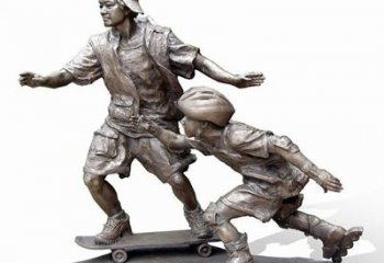 甘肃激情滑板，艺术雕塑：城市滑冰男孩铜雕