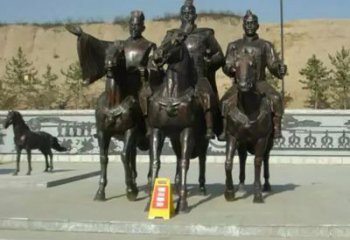 甘肃中领雕塑：骑马广场铜雕作品