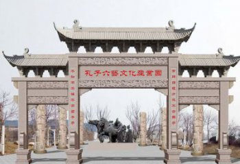 甘肃景区三门石雕牌坊-高质美观可靠的雕塑装置