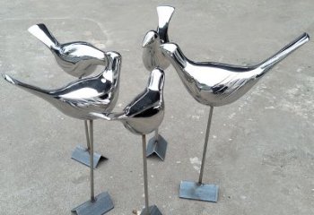 甘肃全新设计，优雅帅气的不锈钢鸽子草坪雕塑
