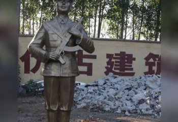 甘肃精美纪念，战士铜雕——中领雕塑