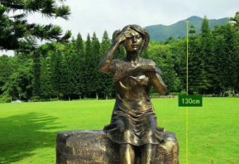 甘肃精美的女孩铜雕塑，展现活力与青春