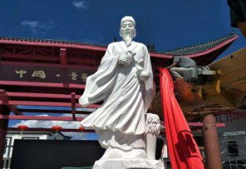 甘肃传承医道中的传说——李时珍汉白玉石雕像