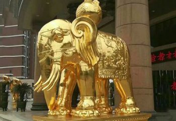 甘肃鎏金大门大象铜雕，招财辟邪吉祥动物雕塑