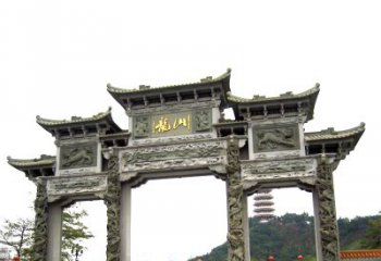 甘肃龙山景区大型石头雕塑牌楼，定制之选