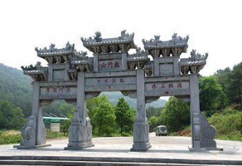 甘肃鹿门山景区仿古石雕牌楼雕塑-让你亲近历史