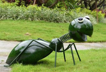 甘肃绿色落尾蚂蚁不锈钢摆件雕塑：精致的小动物艺术作品