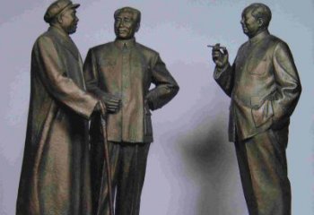 甘肃标题:伟人朱德毛主席铜雕——传承毛主席精神