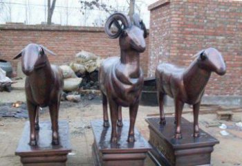 甘肃绵羊铸铜雕塑，仿铜动物雕塑