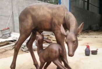 甘肃母子鹿公园动物铜雕——精美绝伦