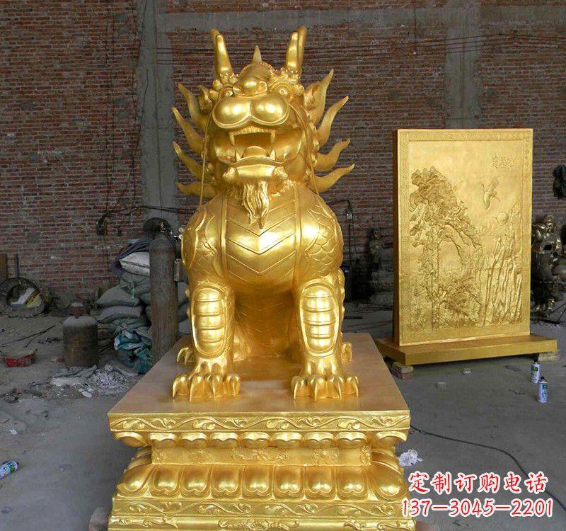 甘肃传统雅致,纳福麒麟铜雕精品