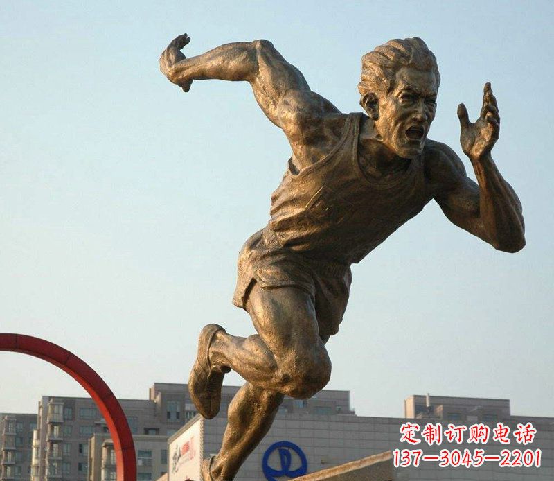 甘肃把运动热情融入铜雕-男人雕塑