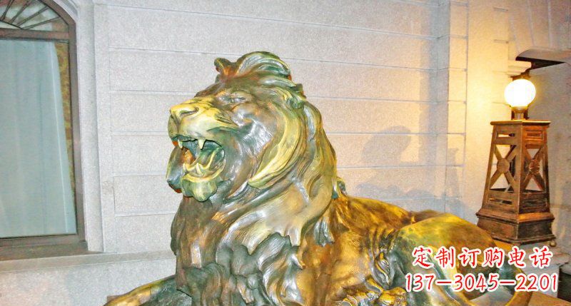 甘肃趴着的西洋狮铸铜狮子铜雕