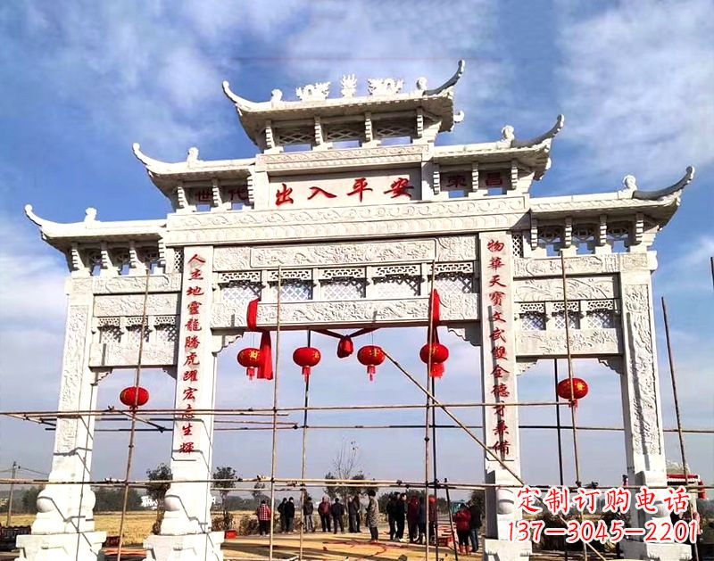 甘肃中领雕塑:牌坊顶式石雕刻墓碑