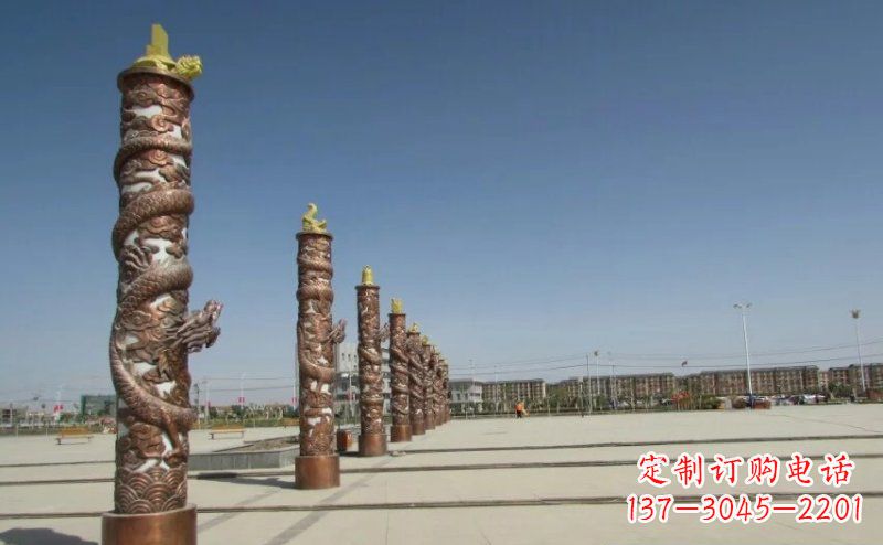 甘肃中领雕塑|专业定制盘龙柱广场柱子铜雕
