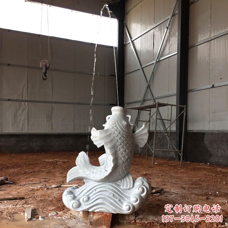 甘肃汉白玉石鲤鱼雕塑,让你的梦想成真!