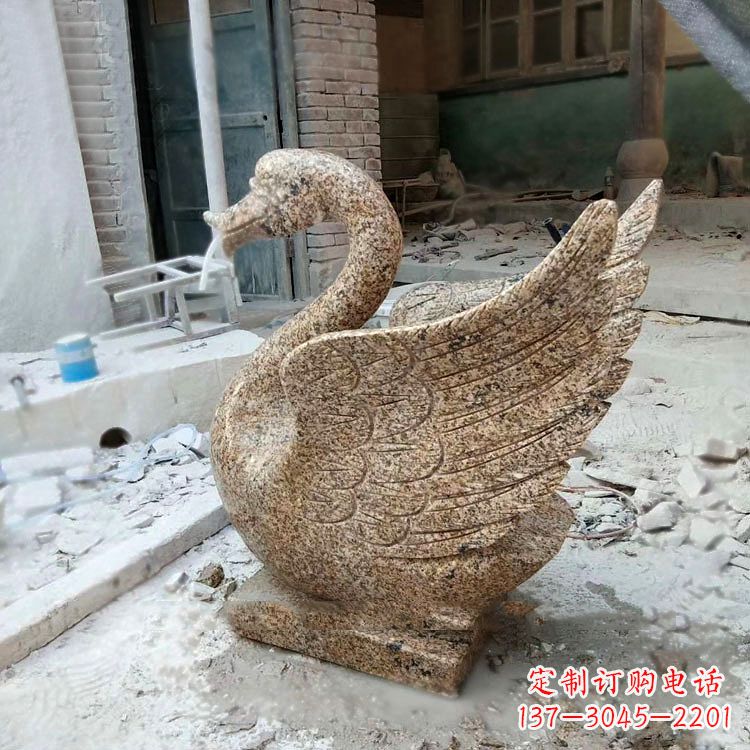 甘肃应用天鹅花岗岩制作的喷水雕塑