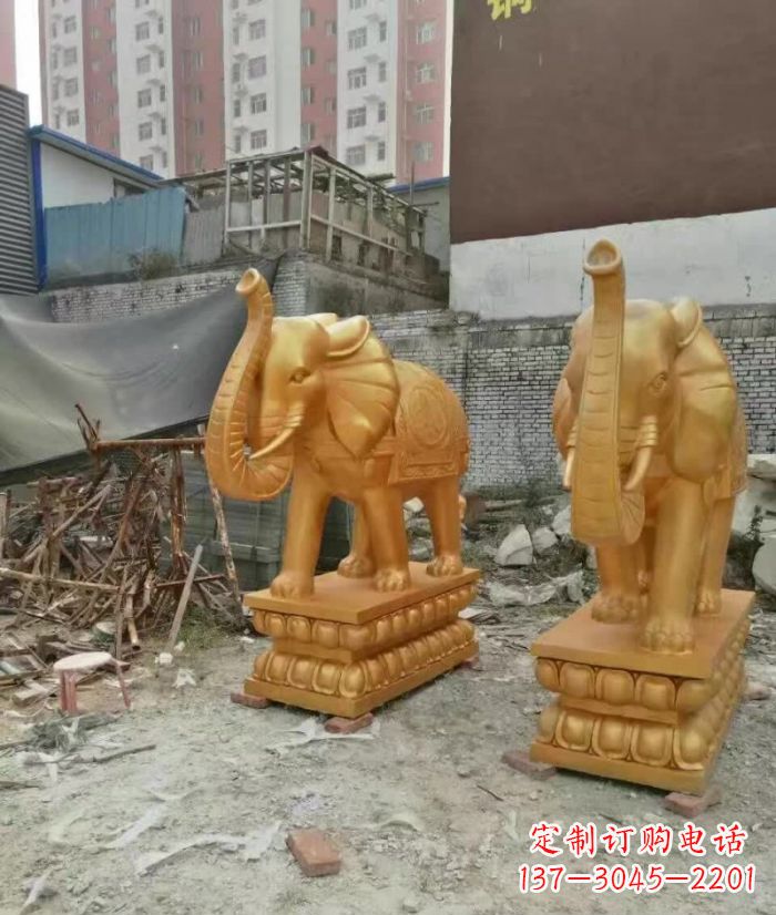 甘肃喷水招财大象铜雕