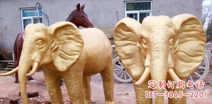 甘肃漆金巨型大象雕塑,由中领雕塑厂家定制制作…