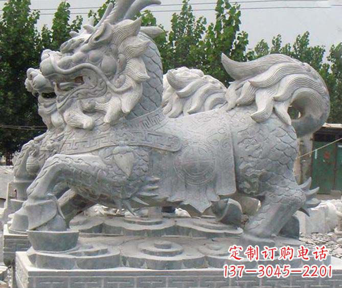 甘肃古典麒麟招财神兽石雕,传承古典非凡财富之美