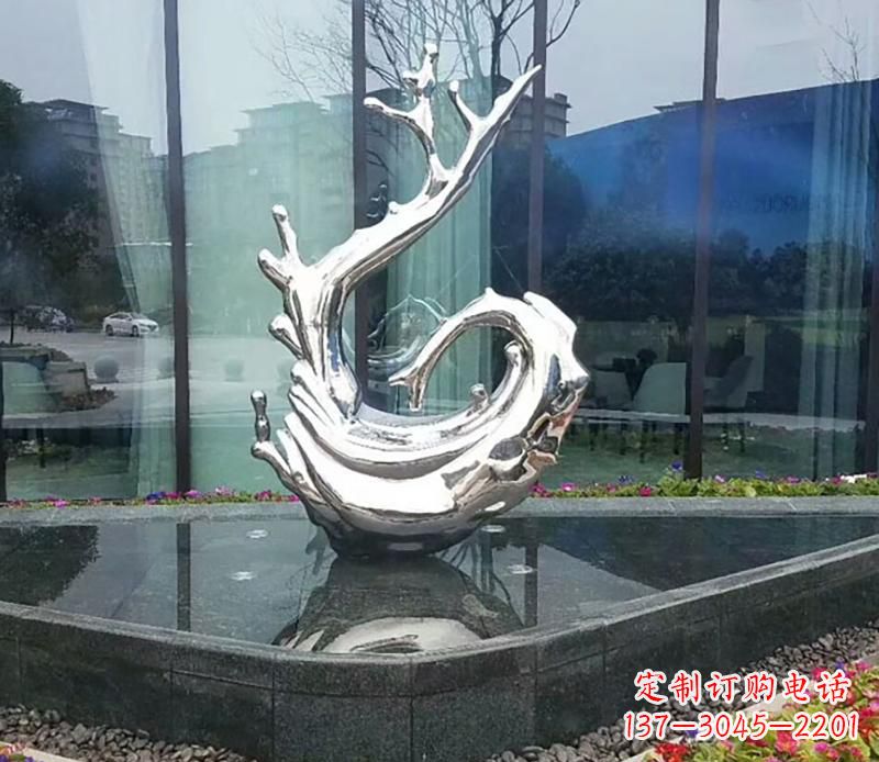 甘肃炫耀雕塑——不锈钢火苗抽象雕塑