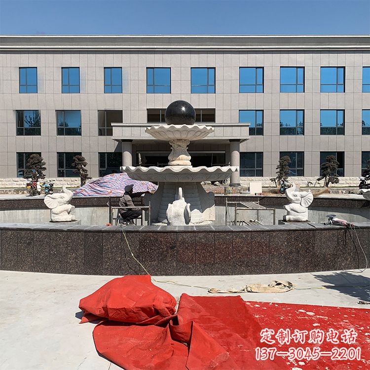 甘肃企业广场招财石雕喷泉雕塑