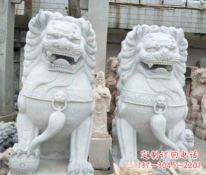 甘肃企业景观大理石狮子石雕 (3)