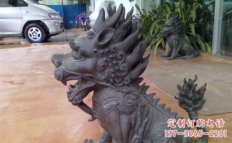 甘肃企业门口麒麟铸铜神兽铜雕