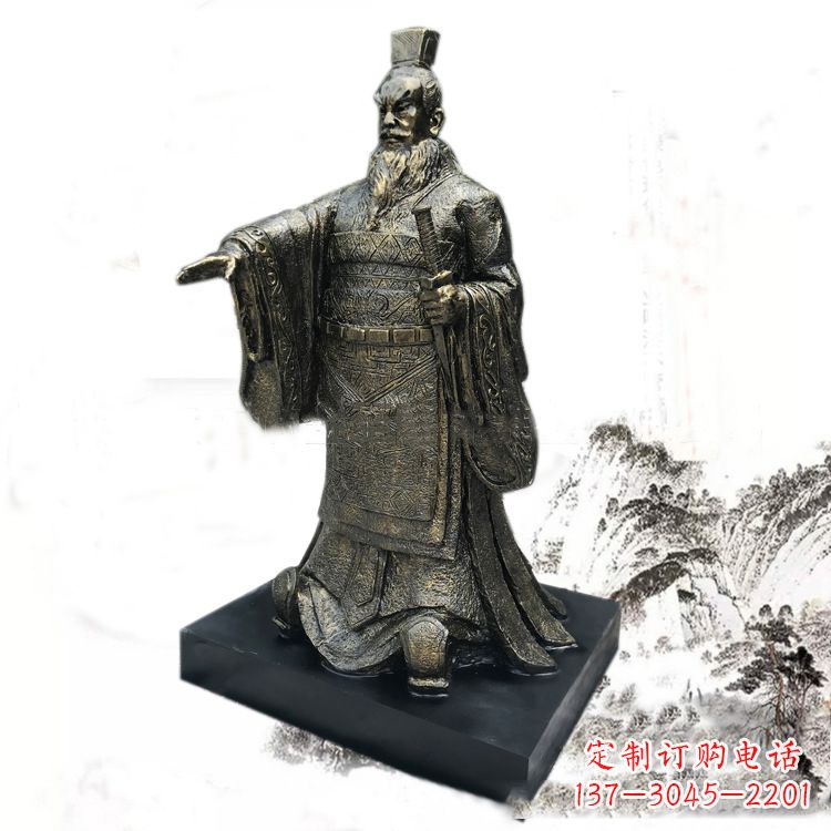 甘肃精美秦始皇玻璃钢仿铜雕塑