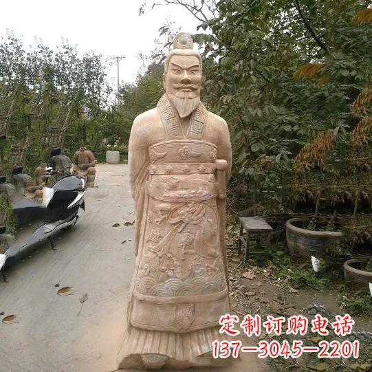 甘肃中领雕塑:以秦始皇晚霞红石雕像闻名
