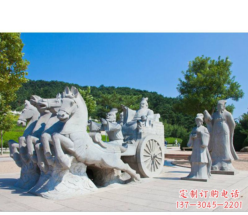 甘肃秦始皇坐马车石雕悉心打造雕塑艺术之精髓