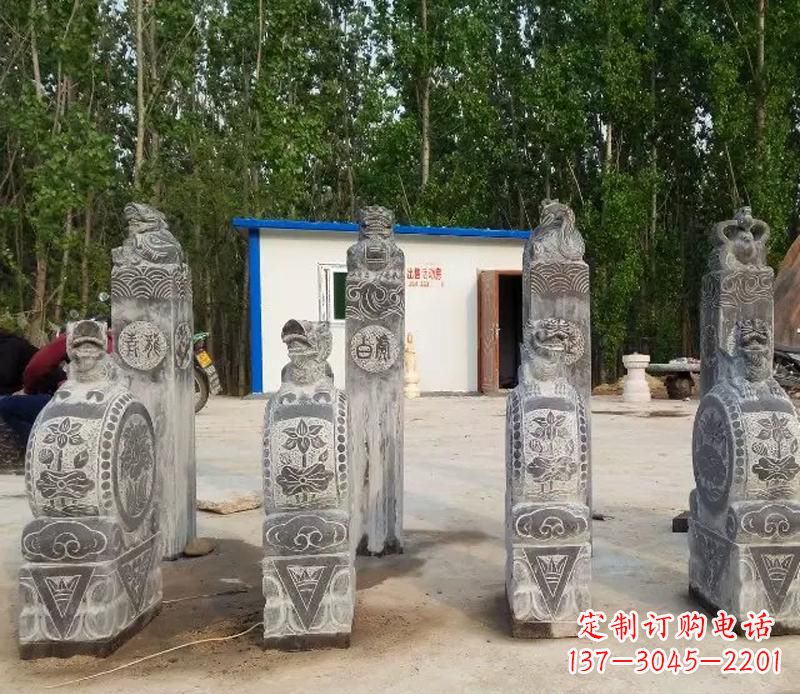 甘肃青石抱鼓石门墩雕塑