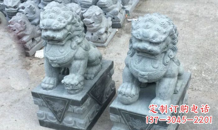 甘肃青石小狮子门口石雕,精美传统风格