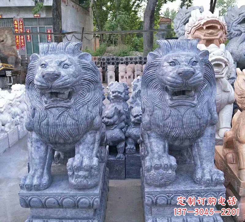 甘肃青石仿古西洋狮子石雕,典雅大气