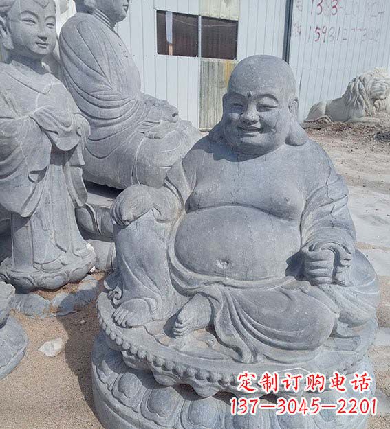 甘肃青石仿古坐式弥勒佛雕塑