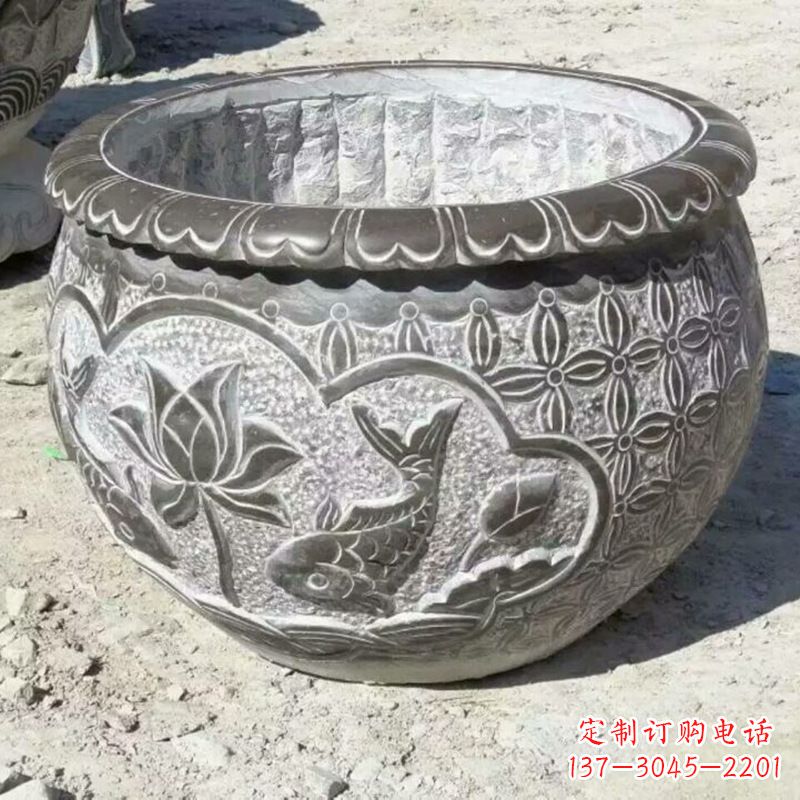 甘肃精致青石浮雕水缸,为您打造精美绝伦的定制雕塑