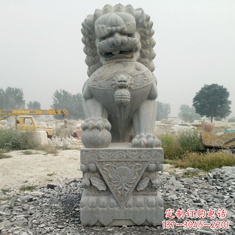 甘肃完美雕刻,精美青石狮子雕塑