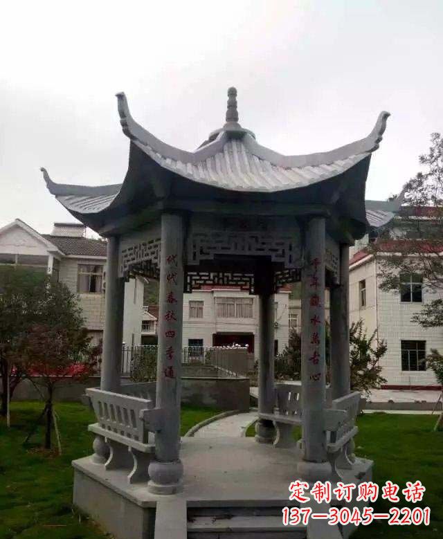 甘肃青石六角凉亭雕塑