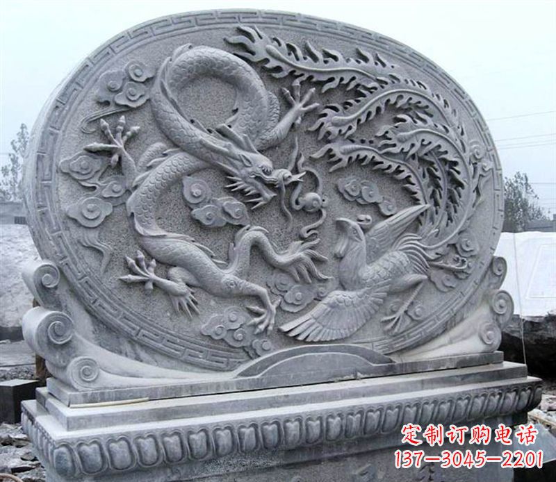 甘肃青石龙凤呈祥雕塑